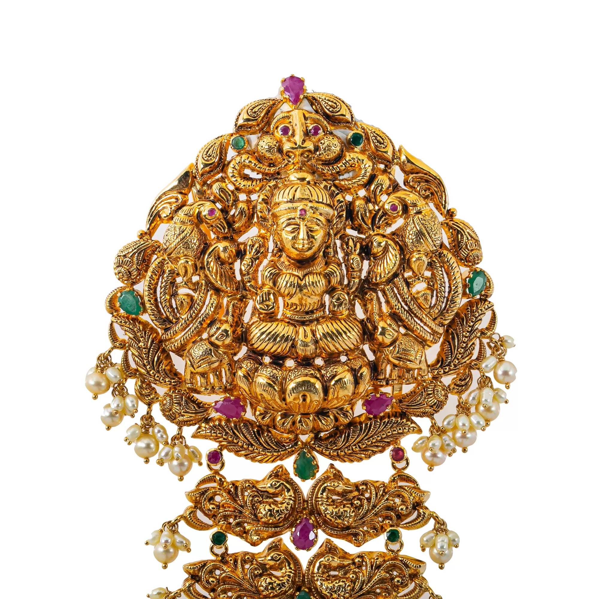 22K Antique Gold & Gemstone Temple Jada (201.8gm)