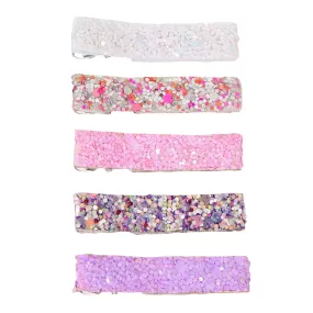 Accessorize London Girl's Glitter Salon Clips 5 Pack