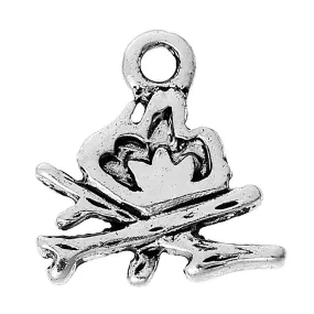 AVBeads Element Nature Camp Fire Charms Silver 11mm x 11mm Metal Charms 10pcs