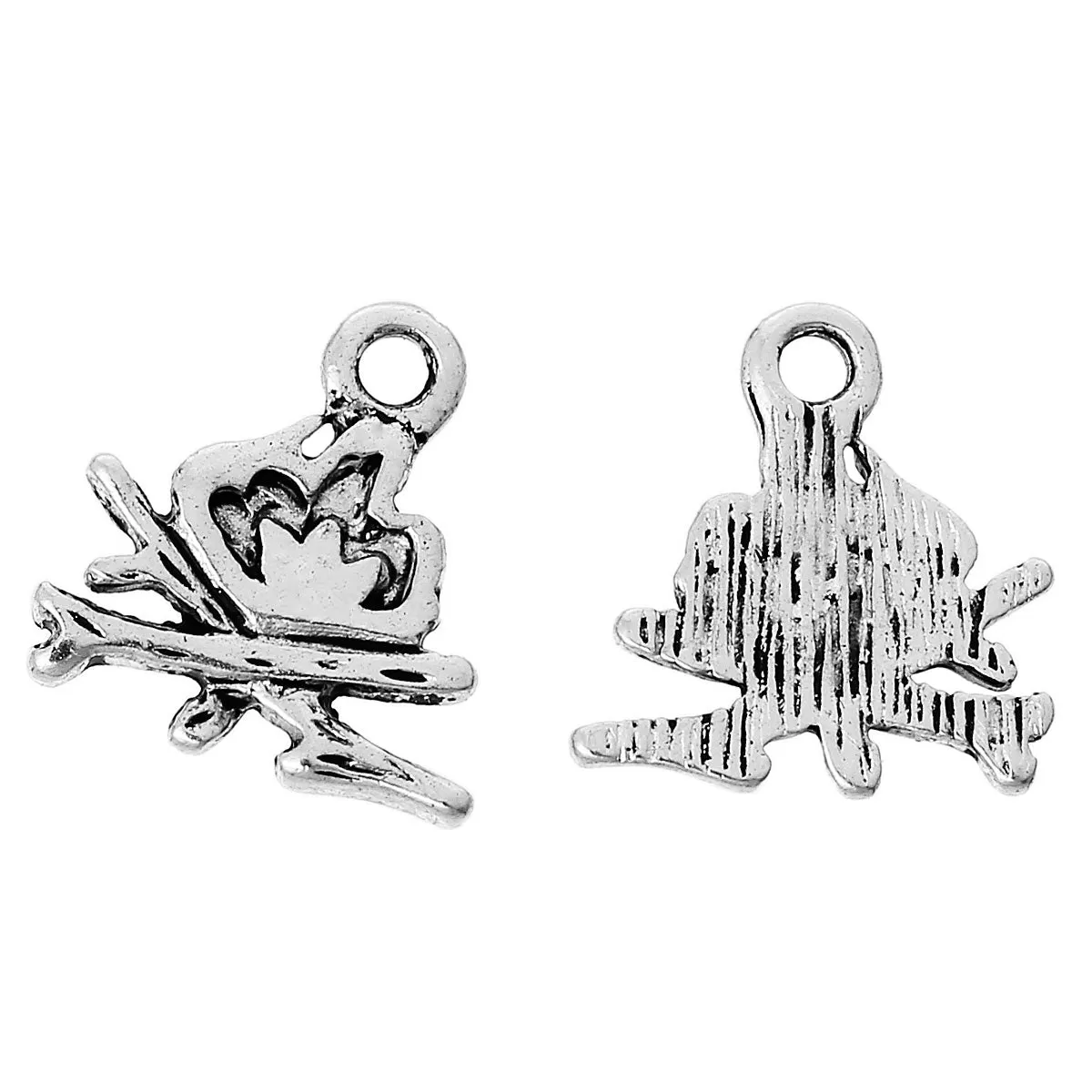 AVBeads Element Nature Camp Fire Charms Silver 11mm x 11mm Metal Charms 10pcs