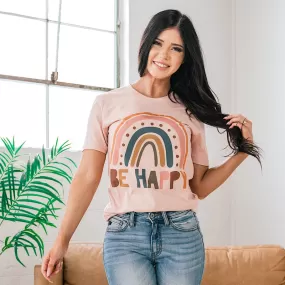 Be Happy Rainbow Peach Tee