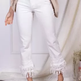 Before You - White Frayed Bottom Jeans