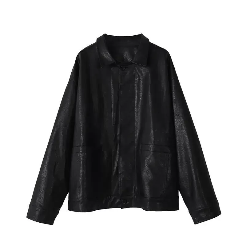 Black Winter Faux Leather Jacket