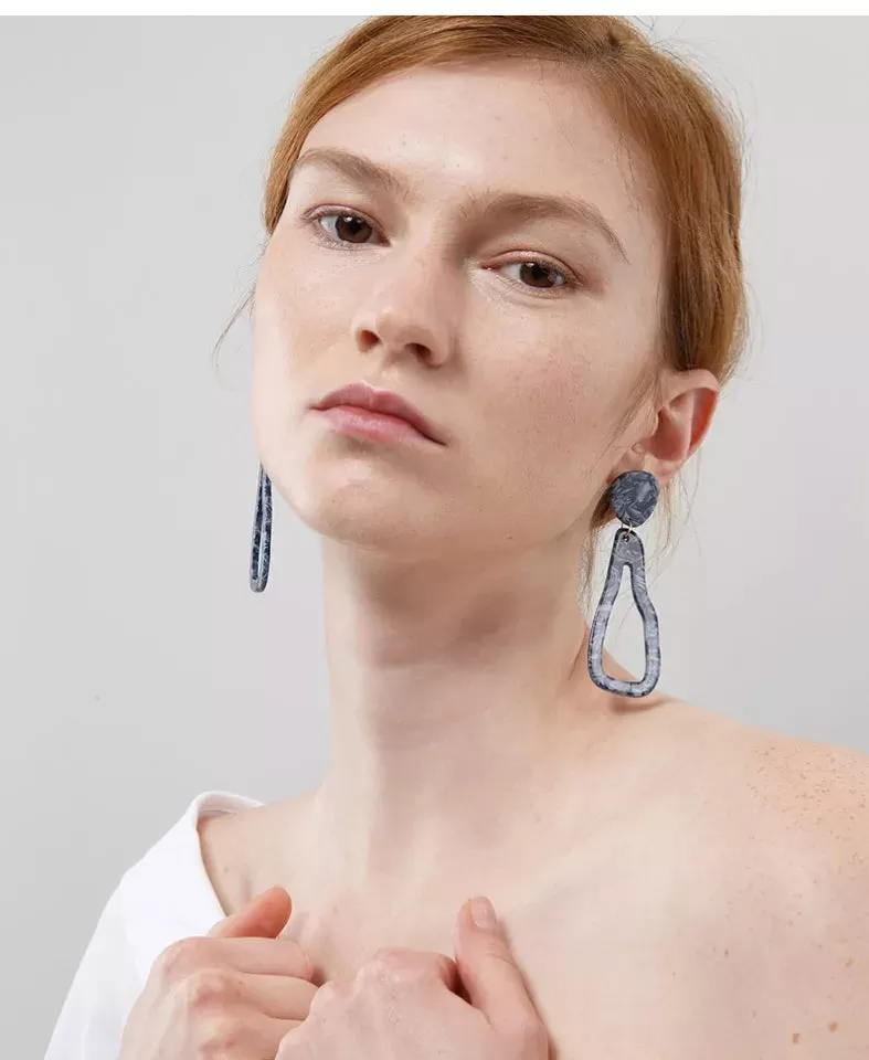 Blue Irregular Acrylic Shaped Earring