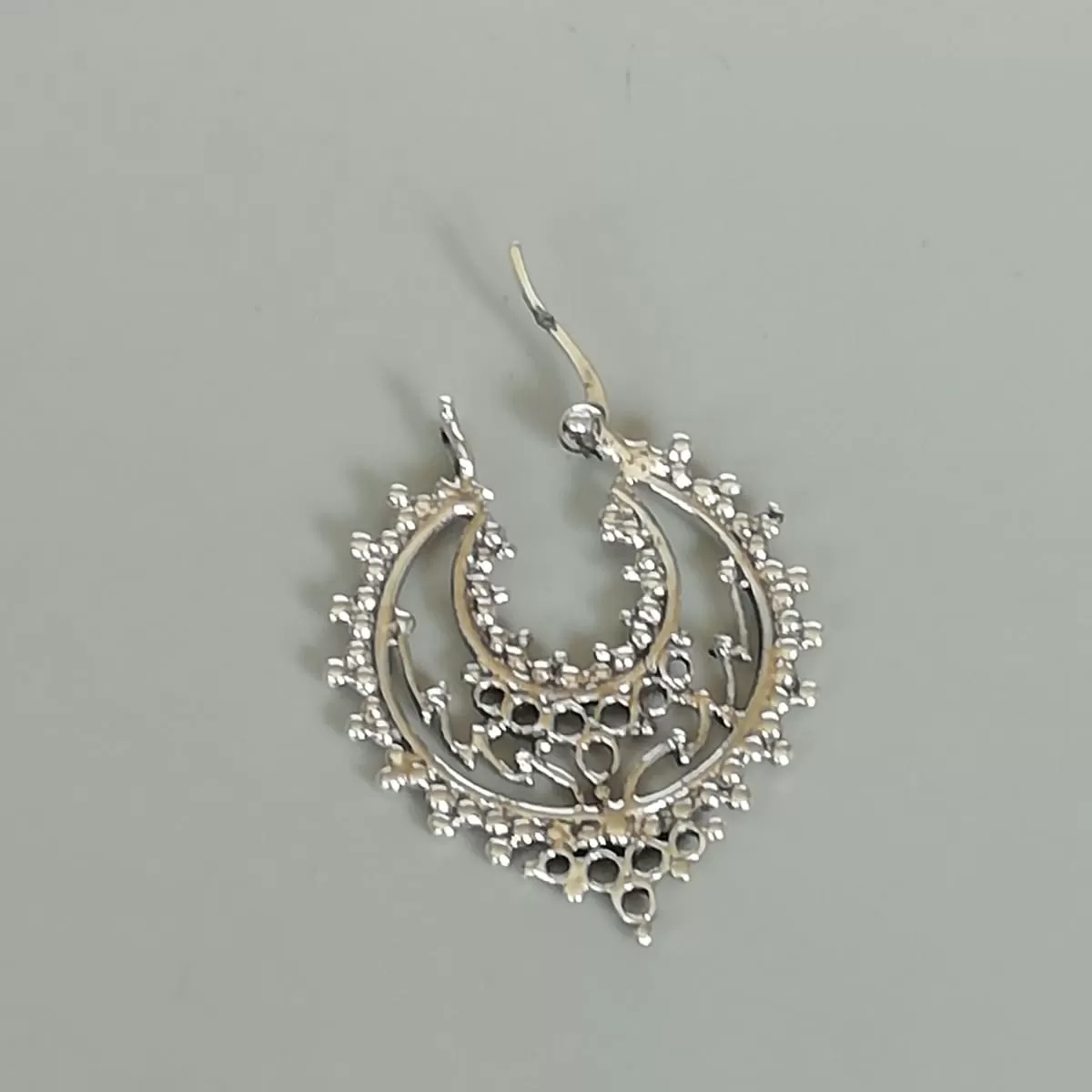 Bohemian silver hoops | Indian ear hoops | Ear hoops | Ethnic earrings | Silver earrings | Gift earrings | Silver wire hoops | E908