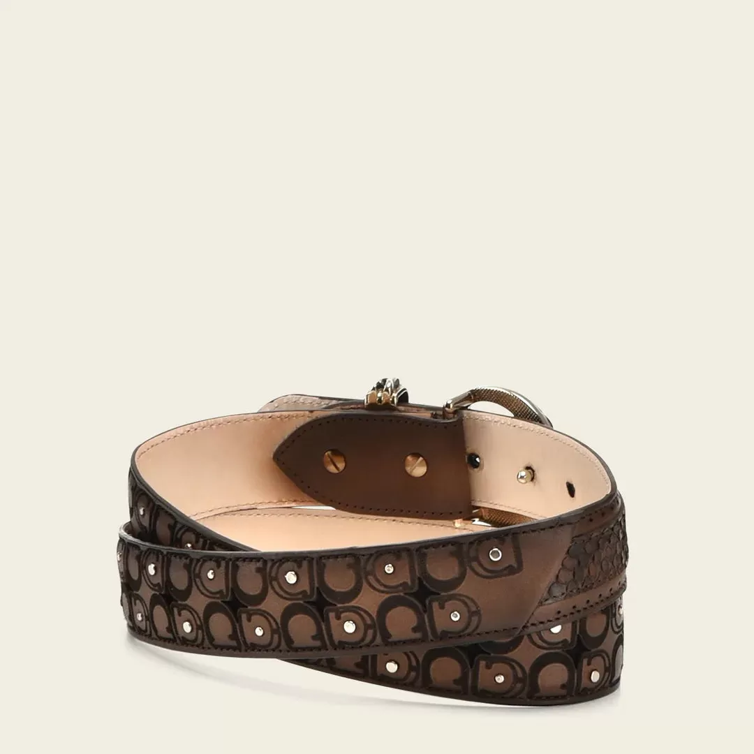 CDA30PH - Cuadra brown western cowgirl python belt for women