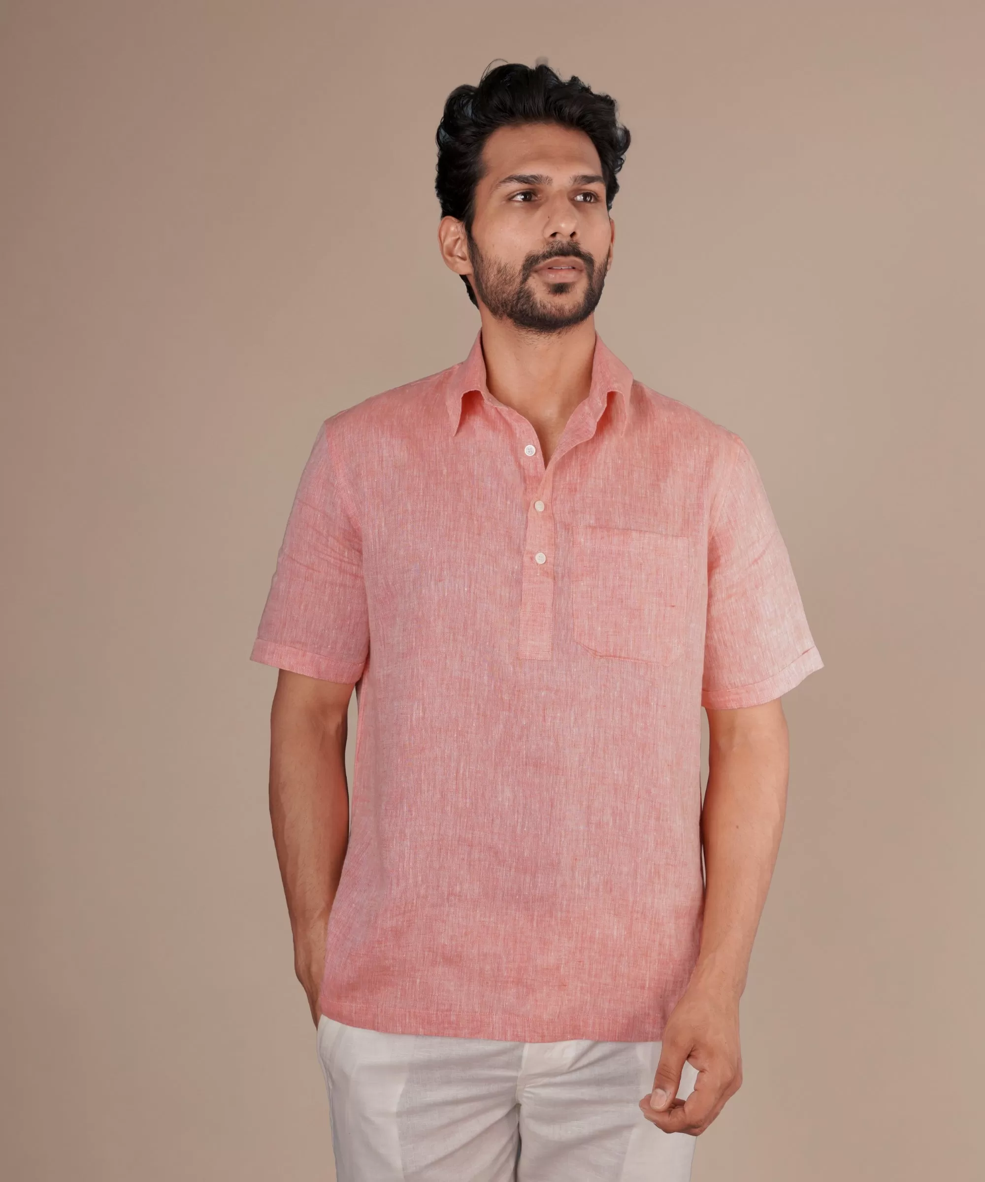 Coral Pink Popover Shirt