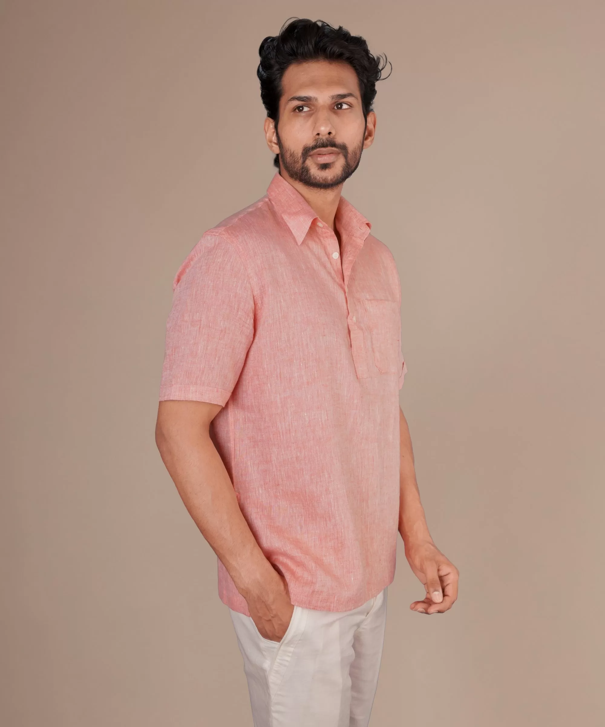 Coral Pink Popover Shirt