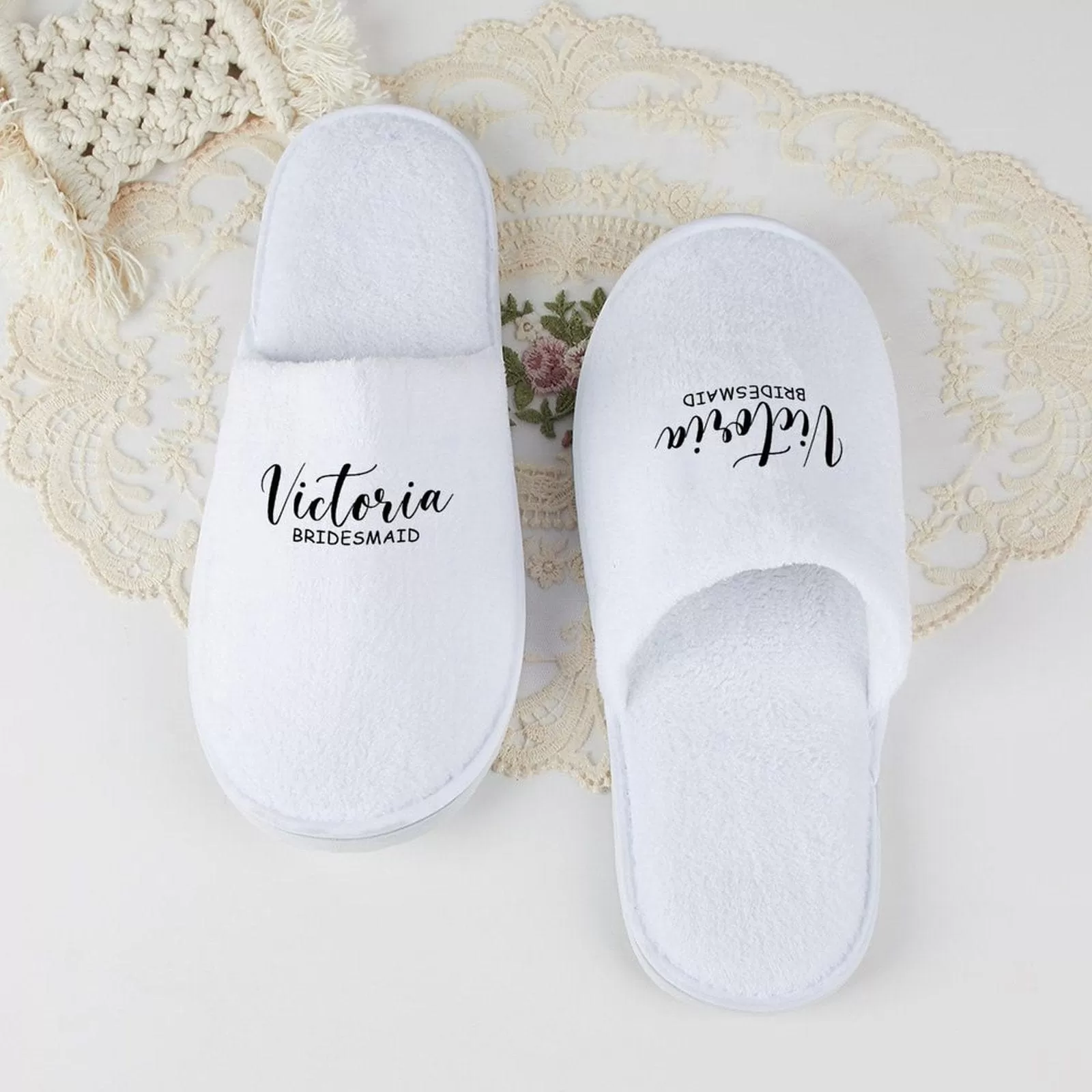 Custom Name Appellation Bridesmaids Wedding Spa Slippers Bride Slippers