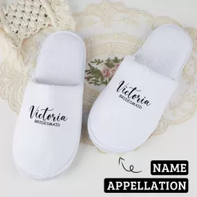 Custom Name Appellation Bridesmaids Wedding Spa Slippers Bride Slippers