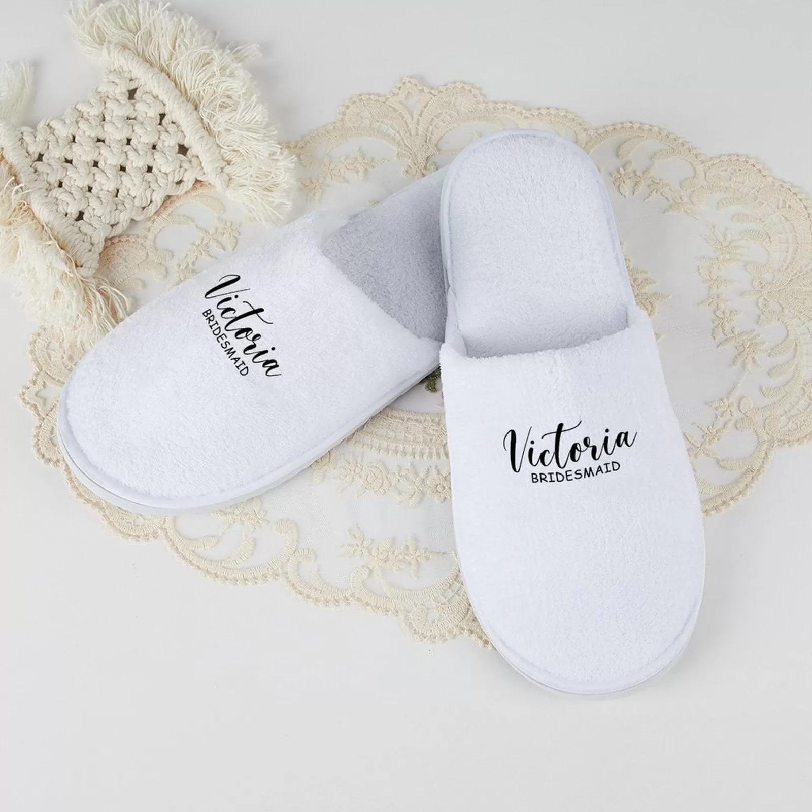 Custom Name Appellation Bridesmaids Wedding Spa Slippers Bride Slippers