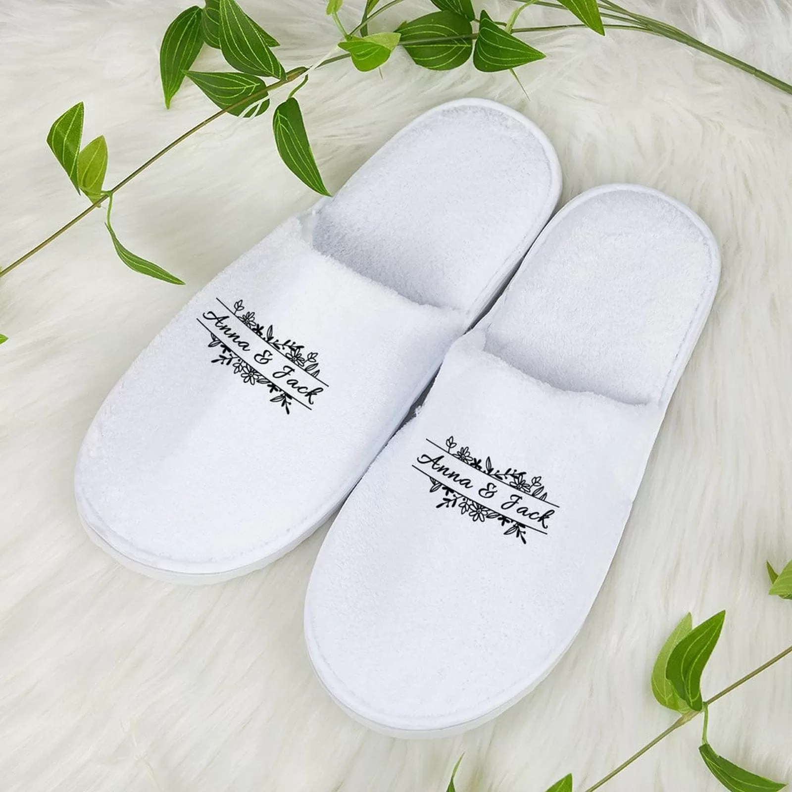 Custom Name Printing Bridesmaids Wedding Spa Slippers Bride Slippers