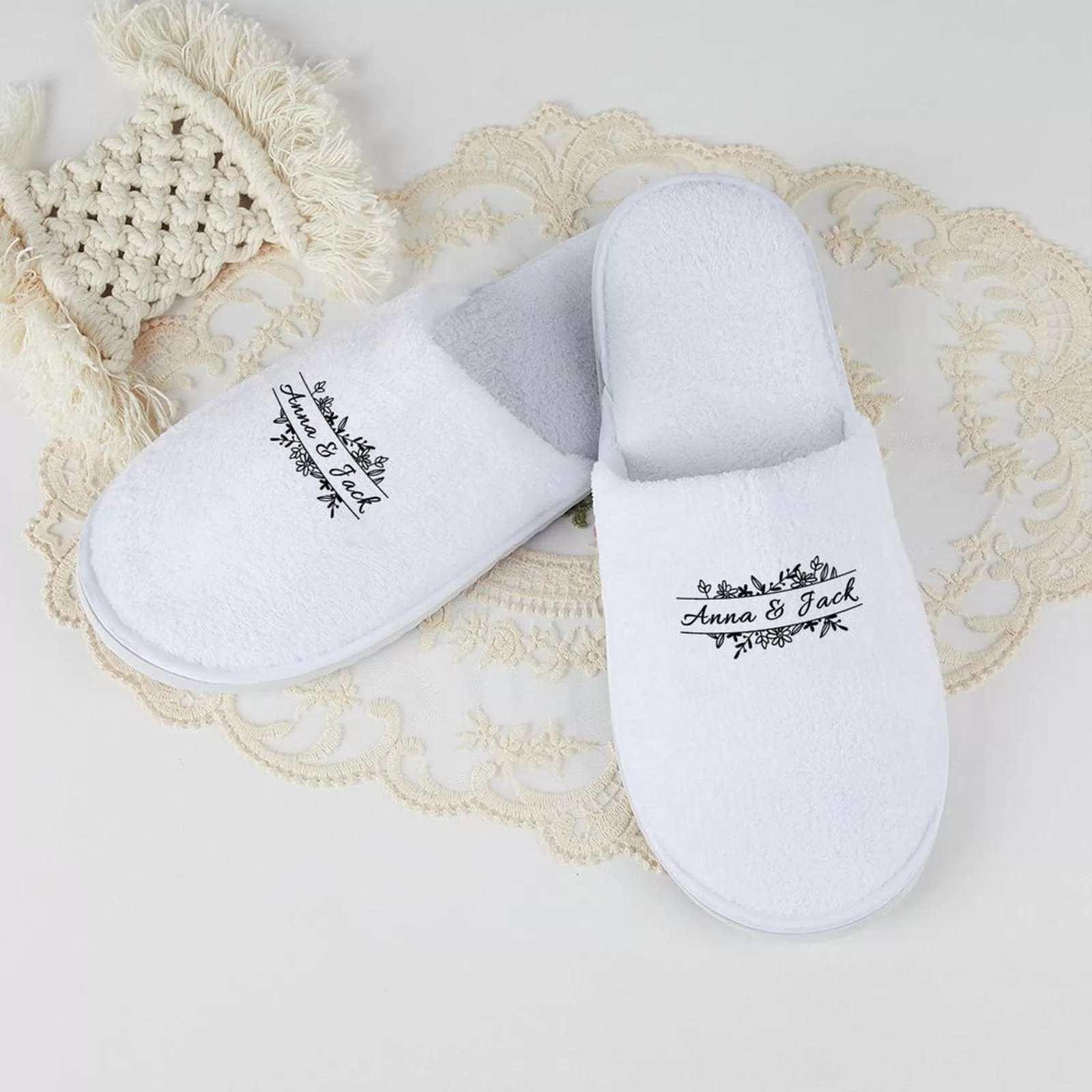 Custom Name Printing Bridesmaids Wedding Spa Slippers Bride Slippers