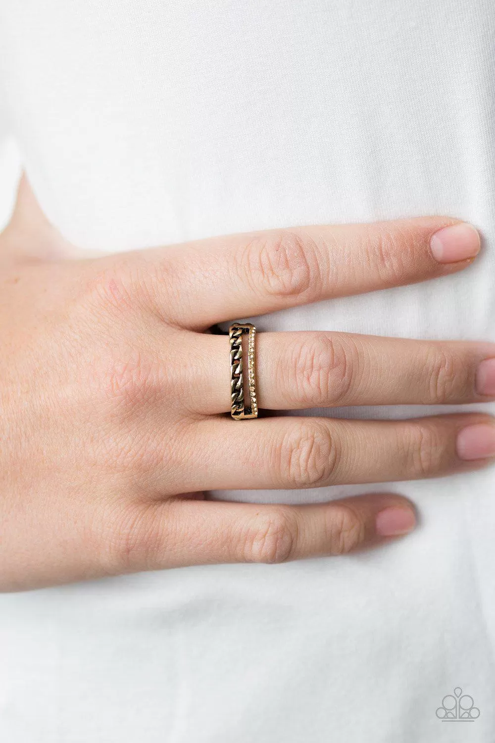 Epic Shimmer Brass Ring - Paparazzi Accessories