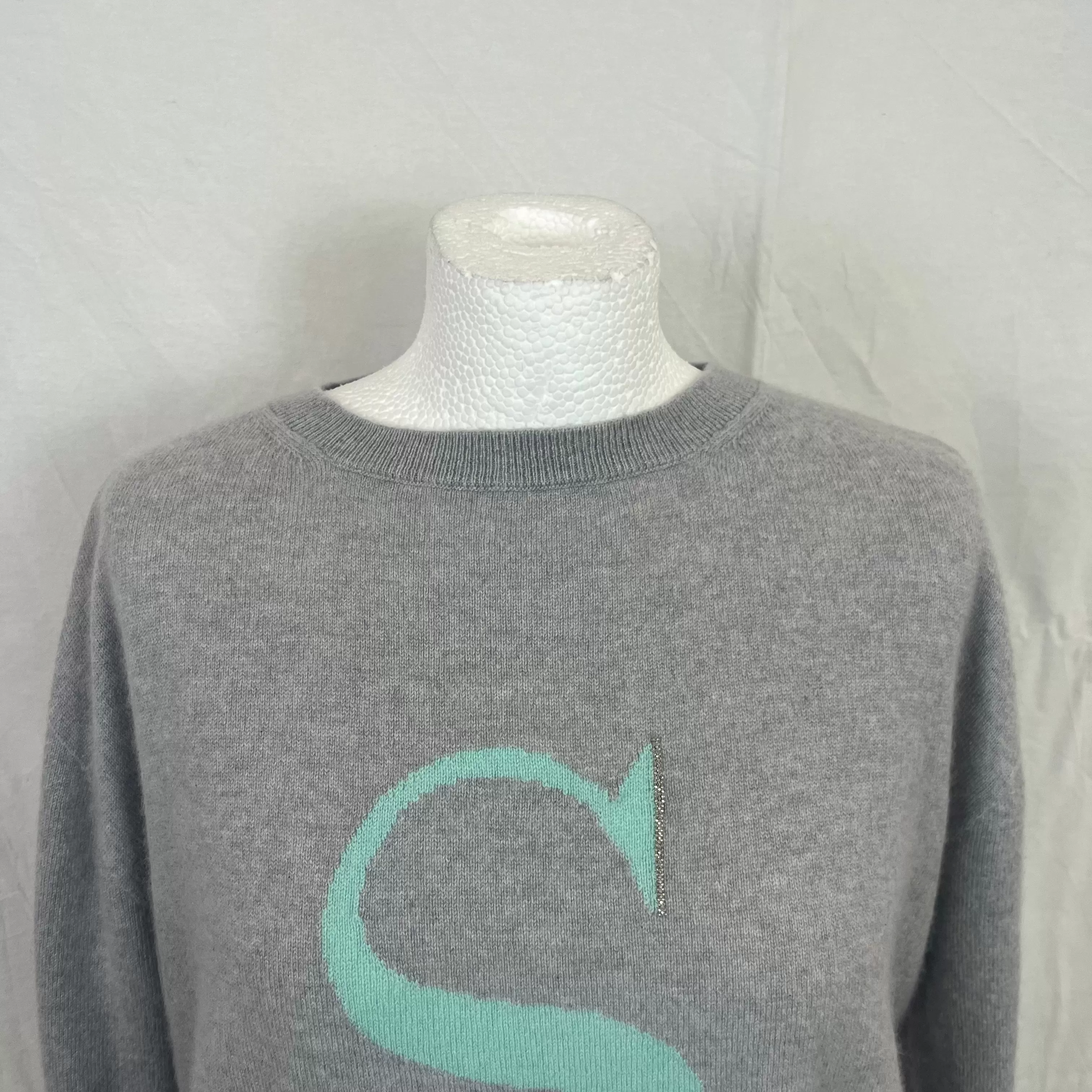 Fabiliana Filippi Pearl Grey S Initial Cashmere Sweater L