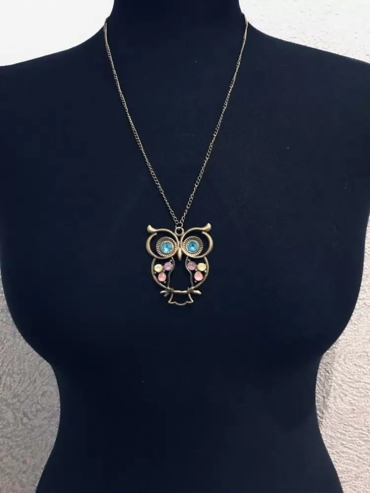 Fashion Crystal Owl Pendant Necklace