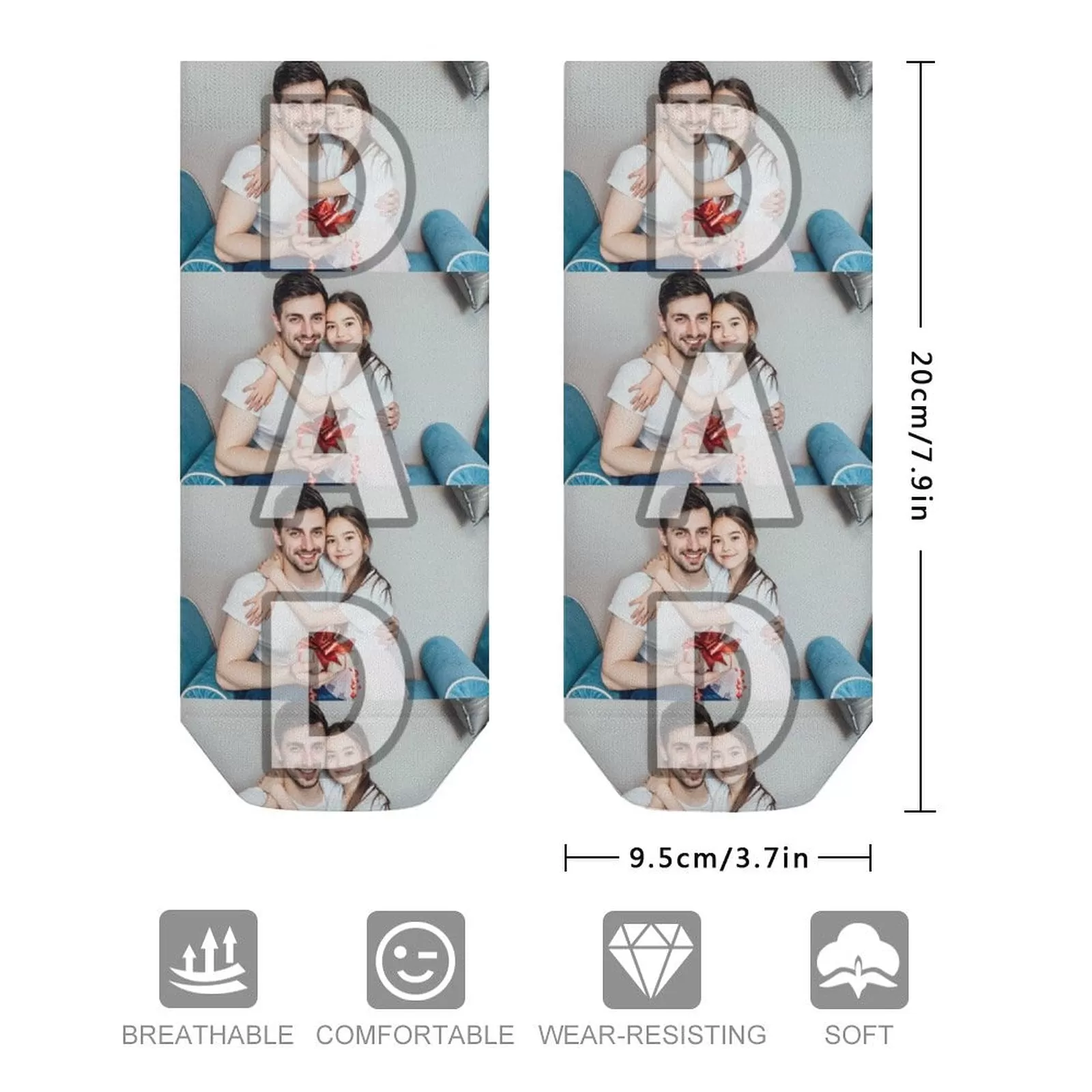 Father's Day-Custom Photo Stitching Dad Socks Low Cut Ankle Socks