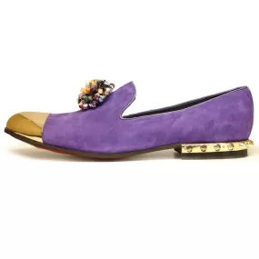 Fiesso by Aurelio Garcia Purple Slip on Suede Shoes FI 7050