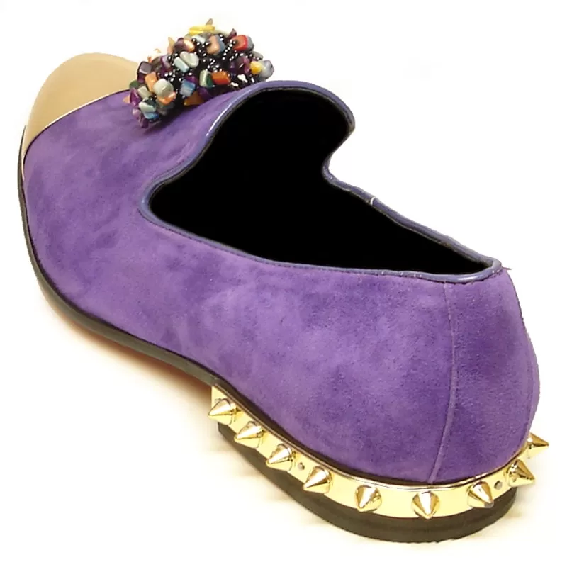 Fiesso by Aurelio Garcia Purple Slip on Suede Shoes FI 7050