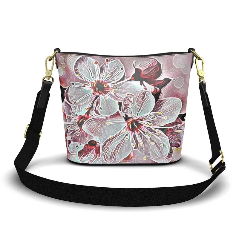 Floral Embosses: Pictorial Cherry Blossoms 01-03 Designer Penzance Leather Bucket Tote