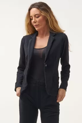 French Terry Rib One Button Blazer in Encre