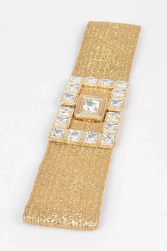 Gold Metallic Elastic Embellished Belt