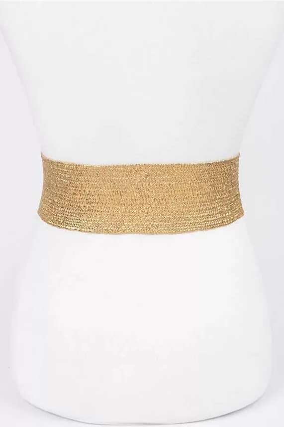 Gold Metallic Elastic Embellished Belt