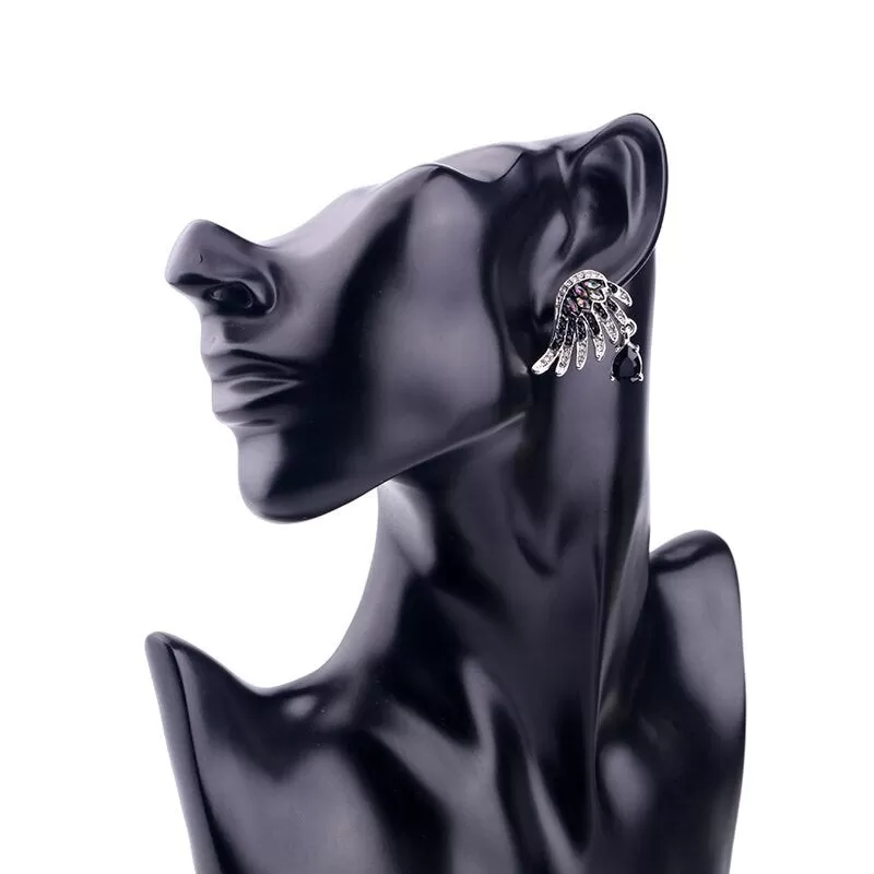 Gothic Stylish Crystal Embellished Wing Earring