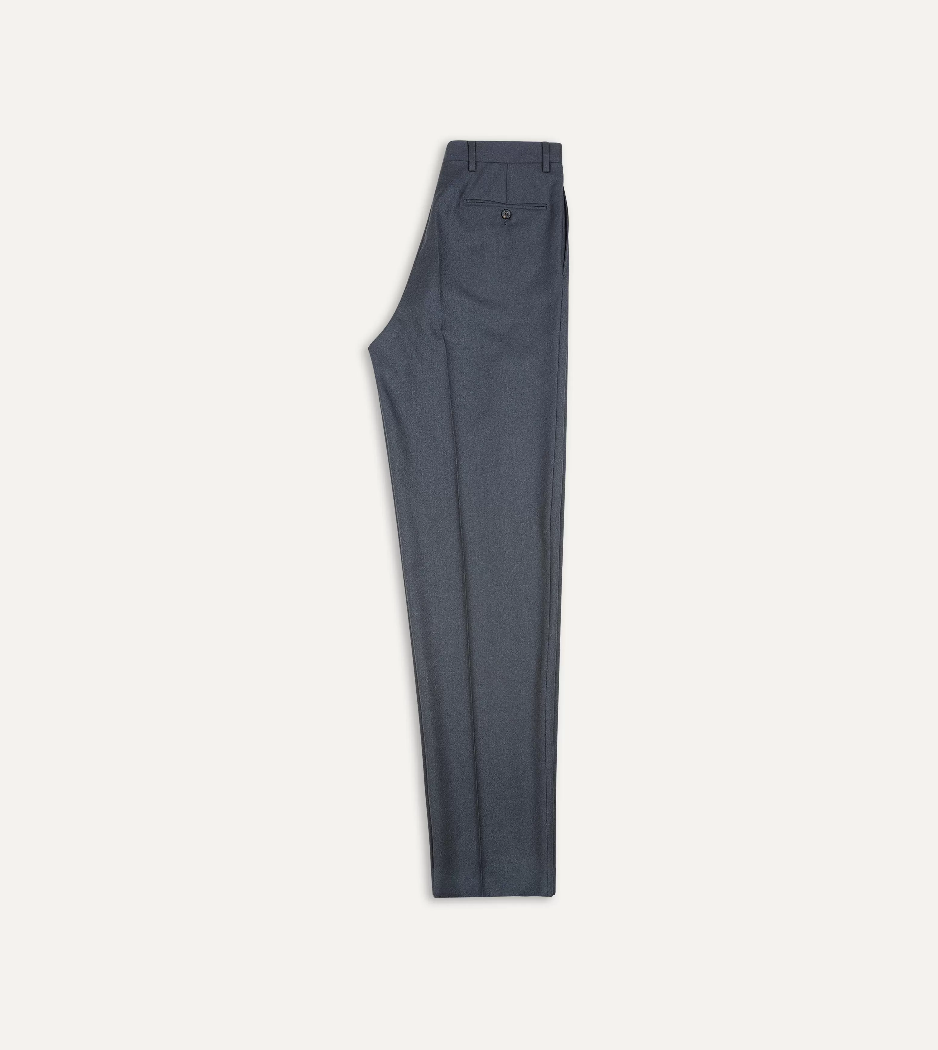 Grey Worsted Wool Flat Front Trouser