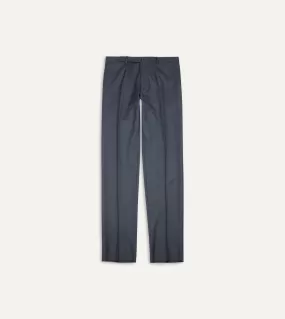 Grey Worsted Wool Flat Front Trouser