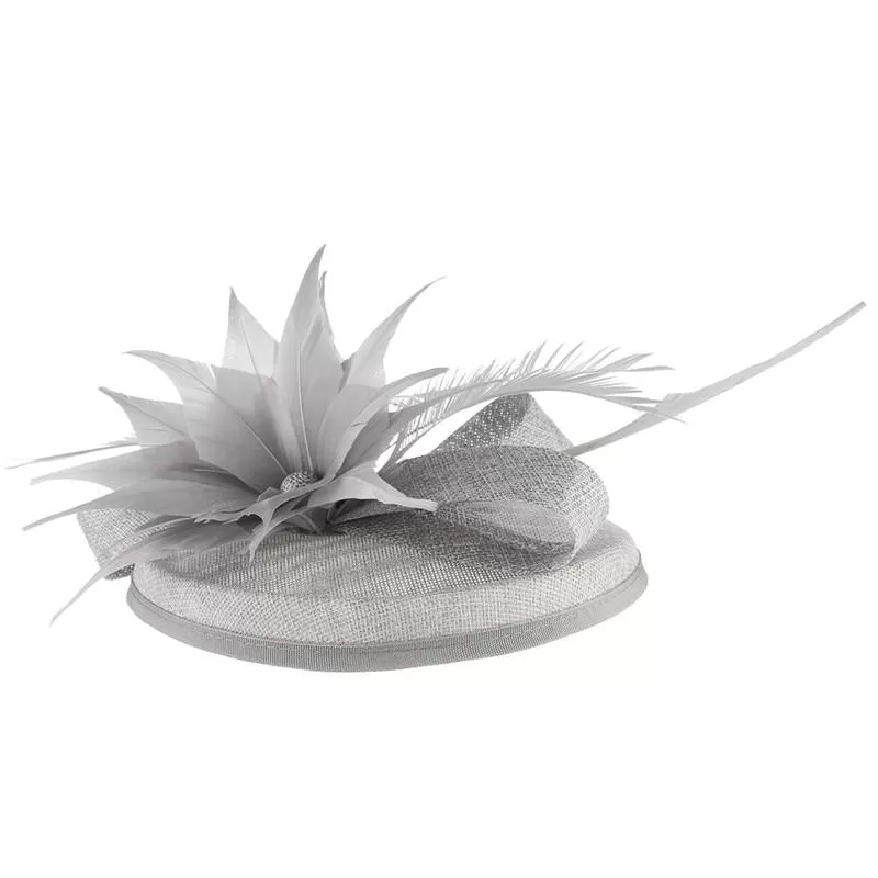 Hair Clip Flower Pillbox Fascinator Hat with Feathers