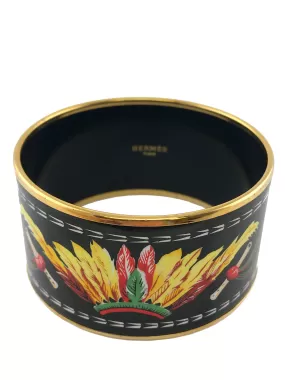 Hermes Brazil Extra Wide Printed Enamel Bracelet 70