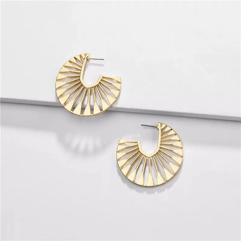 Hollow Fan Shaped Stud Earring