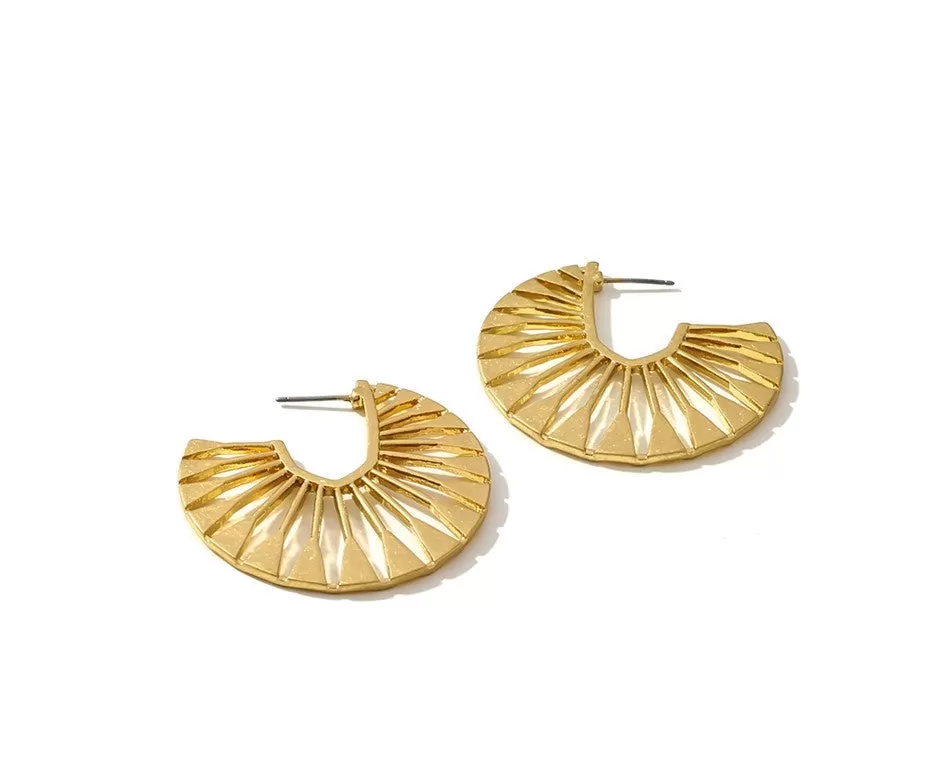 Hollow Fan Shaped Stud Earring