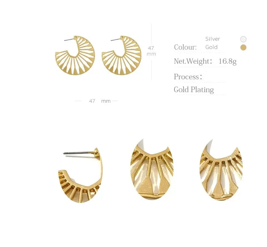 Hollow Fan Shaped Stud Earring