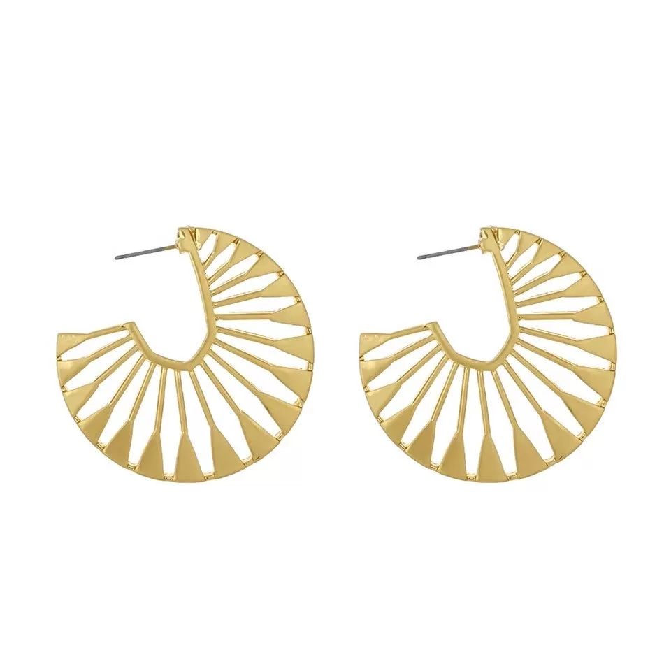 Hollow Fan Shaped Stud Earring