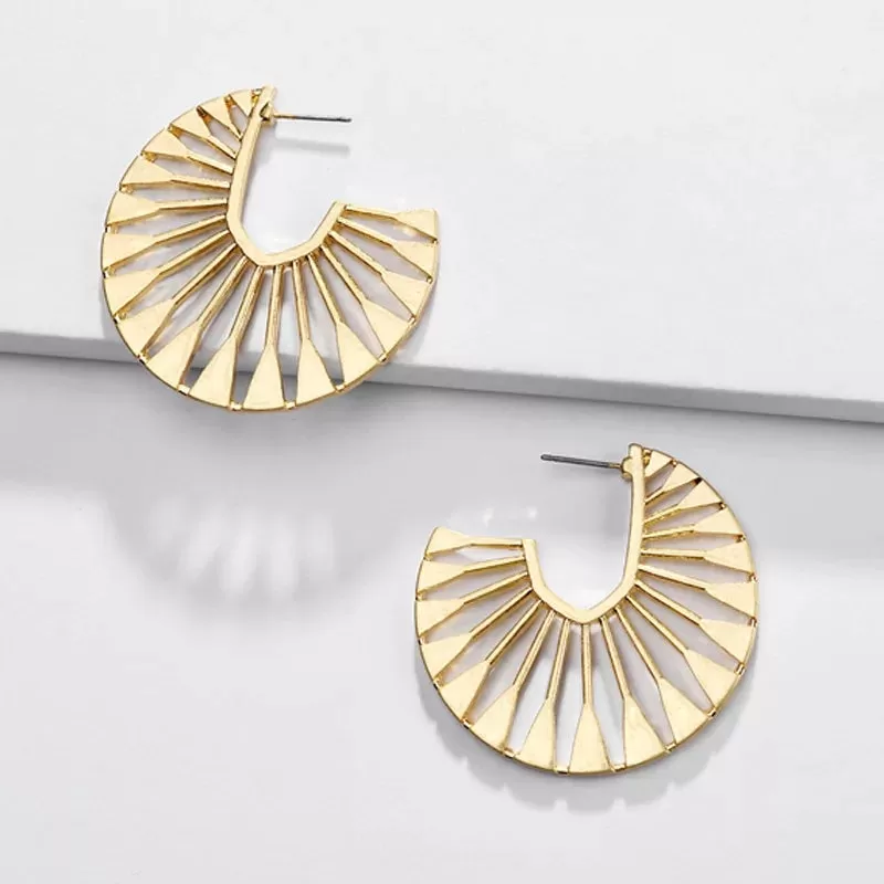 Hollow Fan Shaped Stud Earring