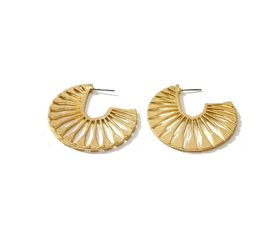 Hollow Fan Shaped Stud Earring