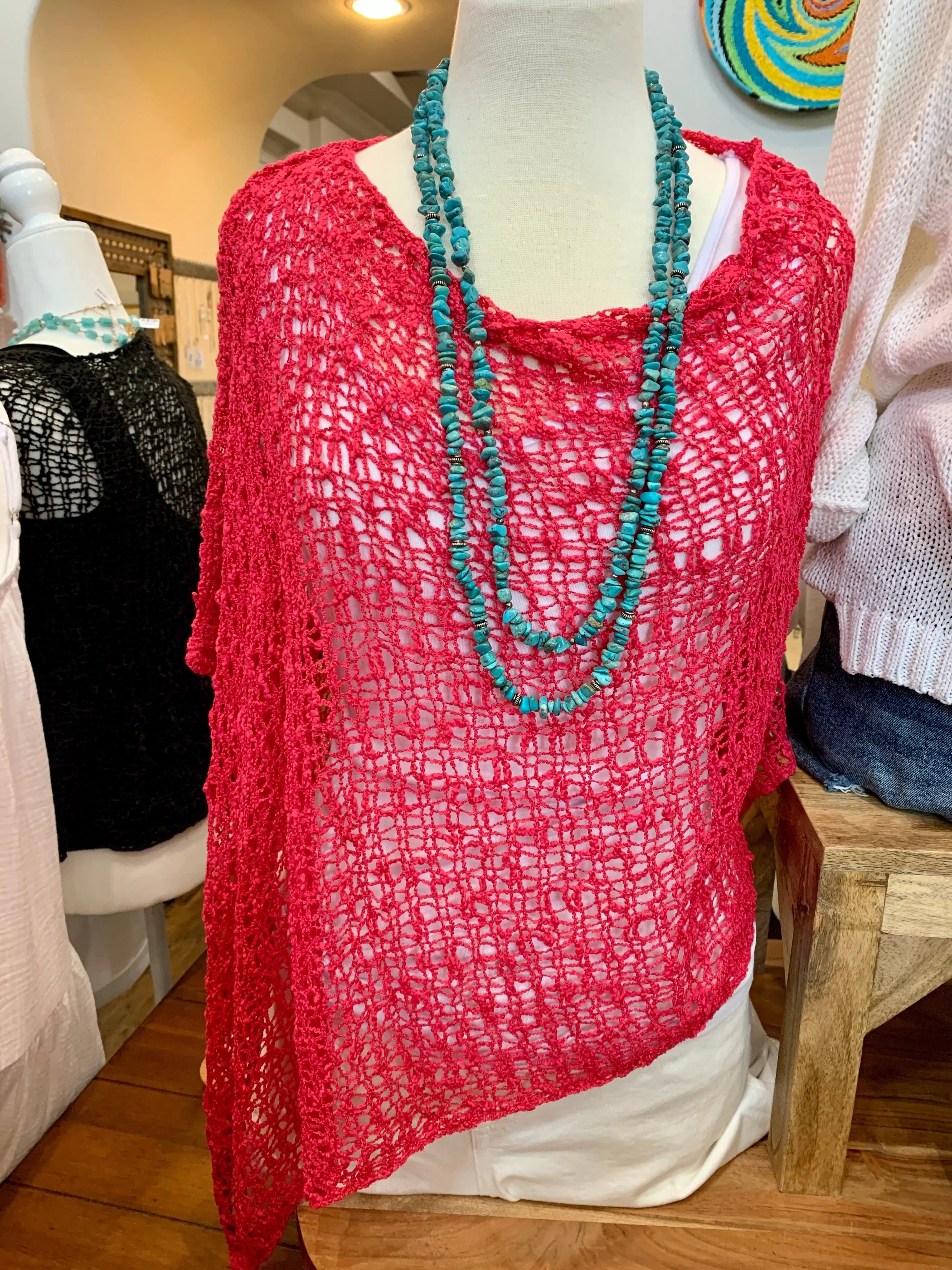 Hot Fuchsia Popcorn Poncho