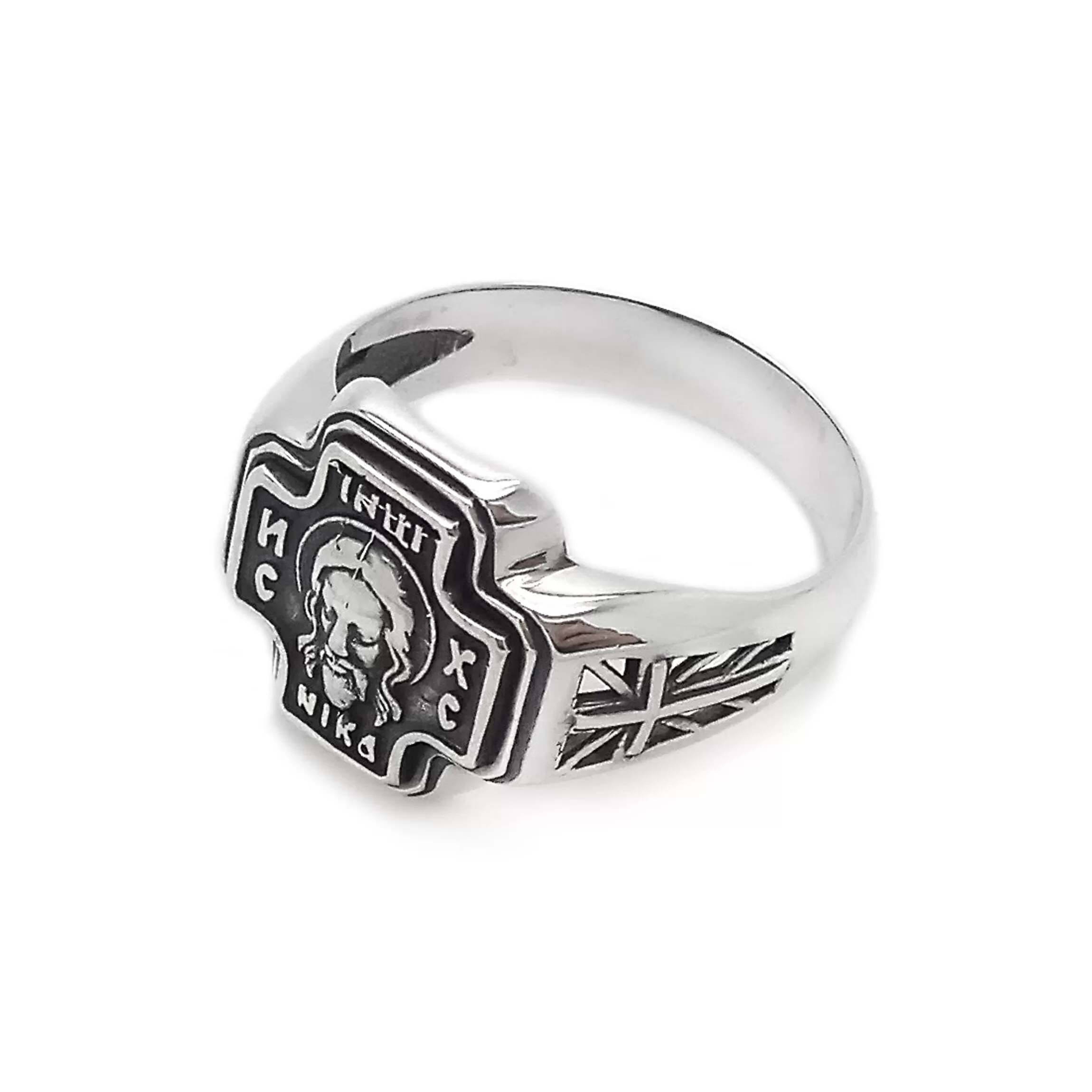 Jesus Christ Men's Cross Ring Silver 925