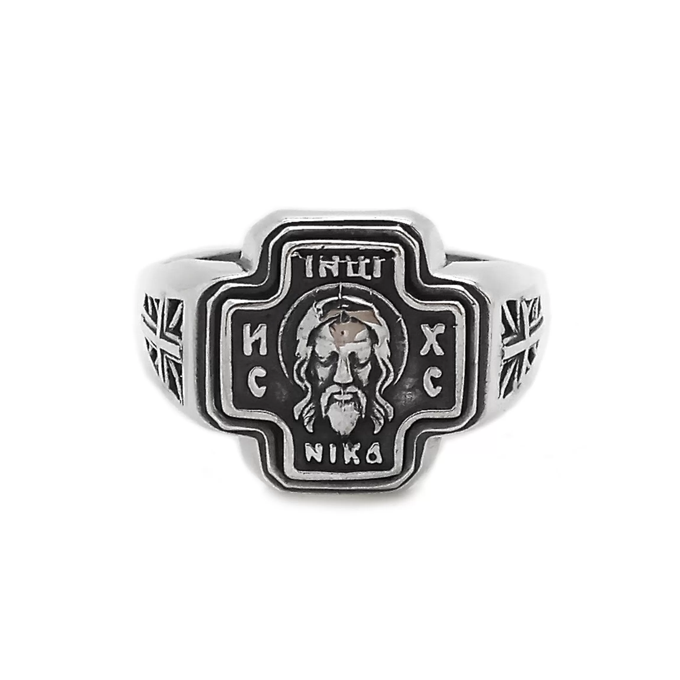 Jesus Christ Men's Cross Ring Silver 925