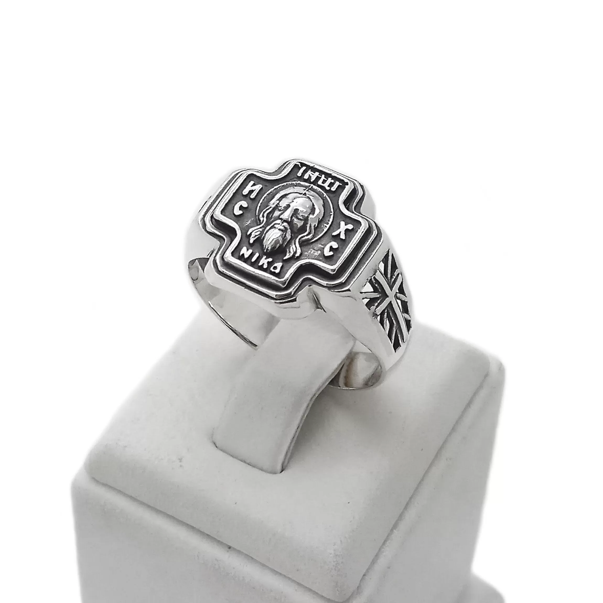 Jesus Christ Men's Cross Ring Silver 925