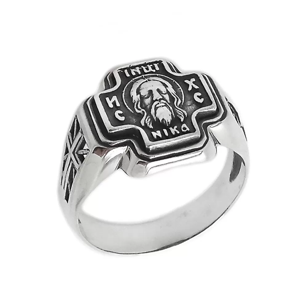 Jesus Christ Men's Cross Ring Silver 925