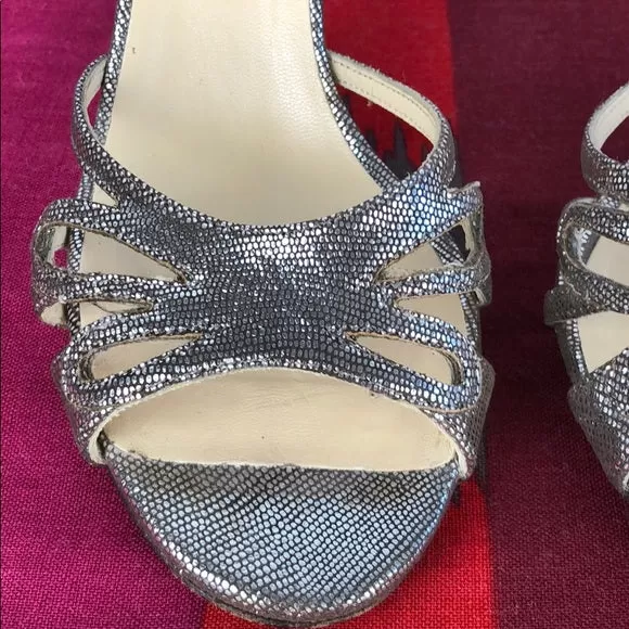 Jimmy Choo Silver Strappy D’orsay Pumps