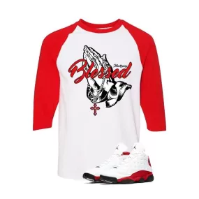 Jordan 13 Chicago White And Red Baseball T's (Blessed)