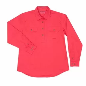 Just Country Jahna 1/2 Button Wokr Shirt - Raspberry