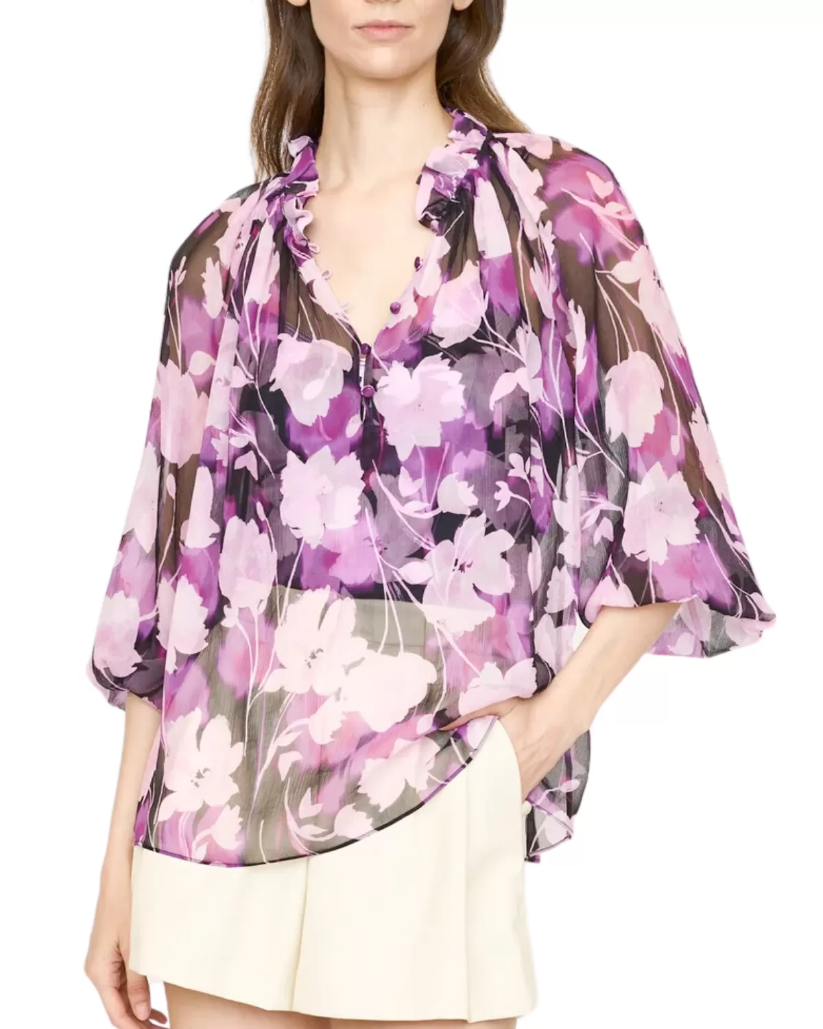 Karla Blouse (Violet Shadow Flower)