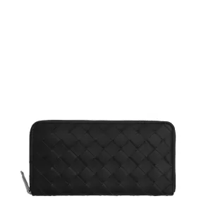 Long Zip Wallet Intrecciato, Black(S)