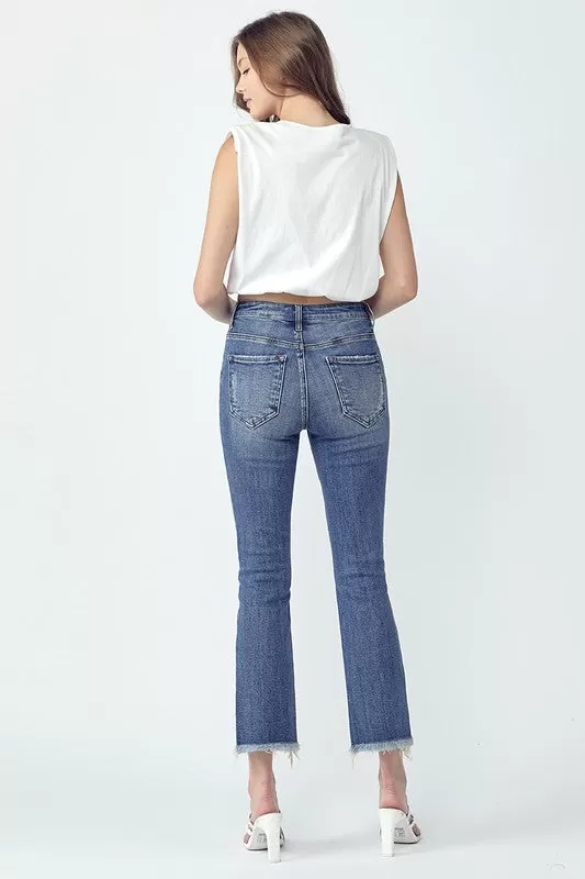 Medium MR Raw Hem Straight Jeans