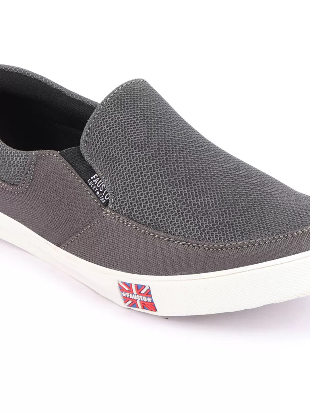 Men Grey Casual Slip-On Loafers